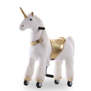 Kijana unicornio de paseo en juguete dorado pequeño