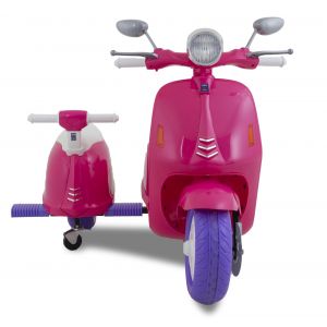 Kijana scooter eléctrico para niños estilo Vespa con sidecar rosa