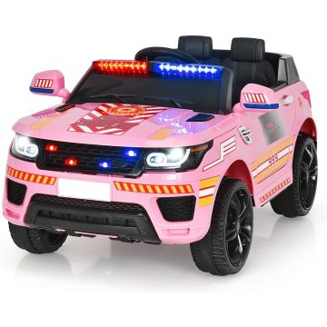 Coche infantil eléctrico de policía Kijana Land Rover rosa